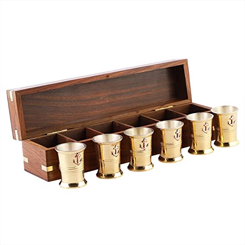 Maritime Schnapsgläser-Garnitur mit Palisander-Schatulle Detail