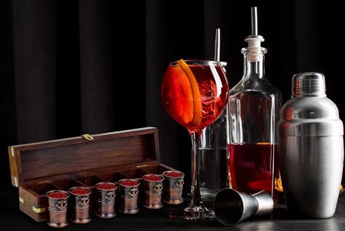 Maritime Schnapsgläser-Garnitur mit Palisander-Schatulle