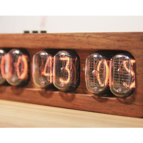 Nixie-Röhrenuhr aus afrikanischem Padauk Detail