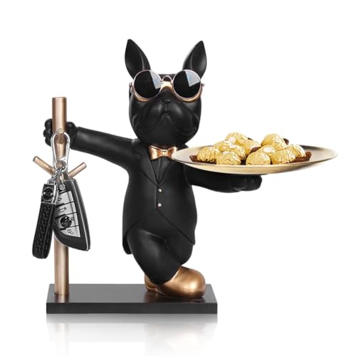 Französische Bulldogge mit Serviertablett Detail