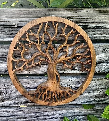 Lebensbaum Wandskulptur aus Akazienholz