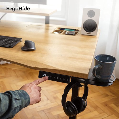 Höhenverstellbarer Massivholz-Schreibtisch Detail