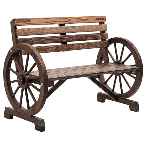 Outsunny Gartenbank im Wagenrad-Design Detail