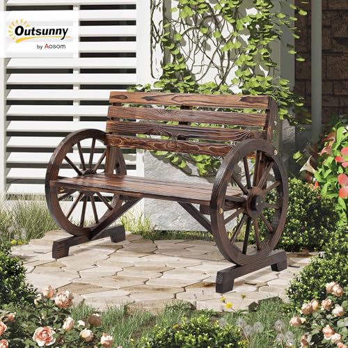 Outsunny Gartenbank im Wagenrad-Design