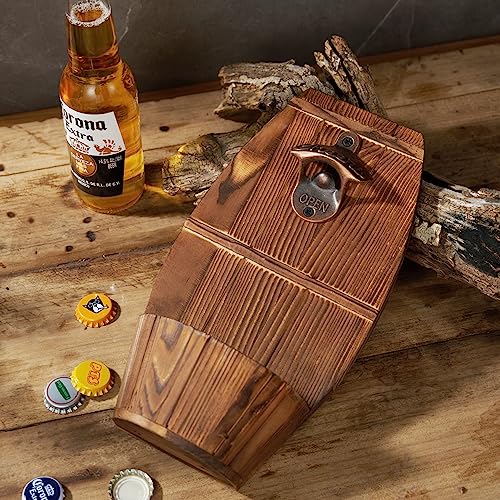 Wandmontierter Flaschenöffner im Bierfass-Design Detail