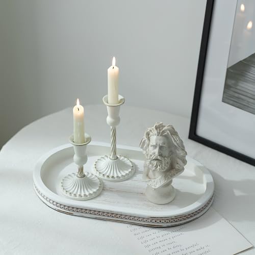 Ovales Holztablett mit Perlenrand Detail