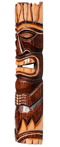 Tiki-Maske aus Albesiaholz Detail