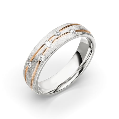 Eheringe Silber mit Roségold und Zirkonia Detail