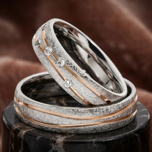 Trauringe in Silber mit Roségold