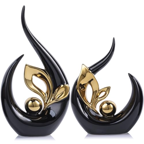 Abstrakte Keramikskulpturen mit Goldakzent Detail