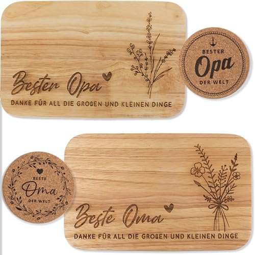 Graviertes Frühstücksbrettchen-Set für Großeltern Detail