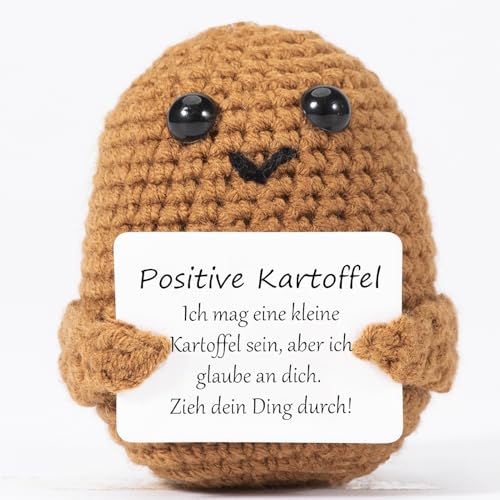 Positive Kartoffel - Handgestrickter Mutmacher Detail