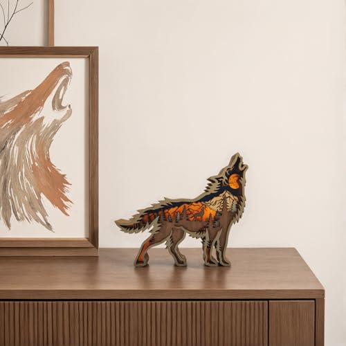 Mehrschichtige Holzskulptur Waldtiere