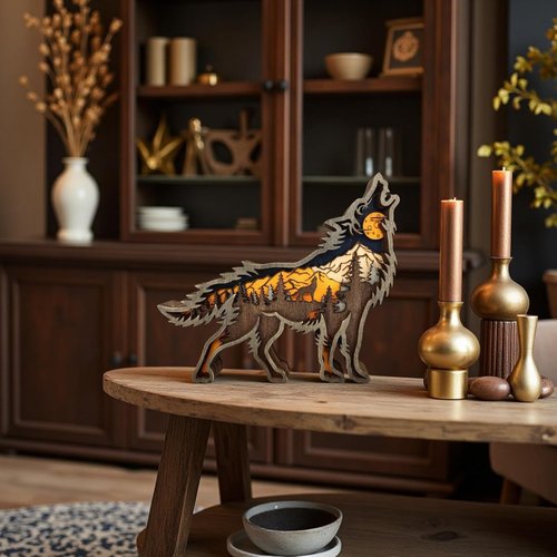 Mehrschichtige Holzskulptur Waldtiere