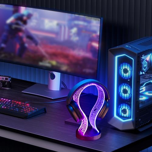 Ammonite LED-Kopfhörerständer Detail