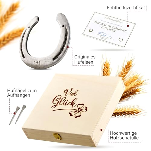 Original Hufeisen in edler Holzschatulle Detail