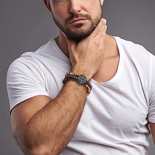 Kompass-Armband aus Leder mit Achat