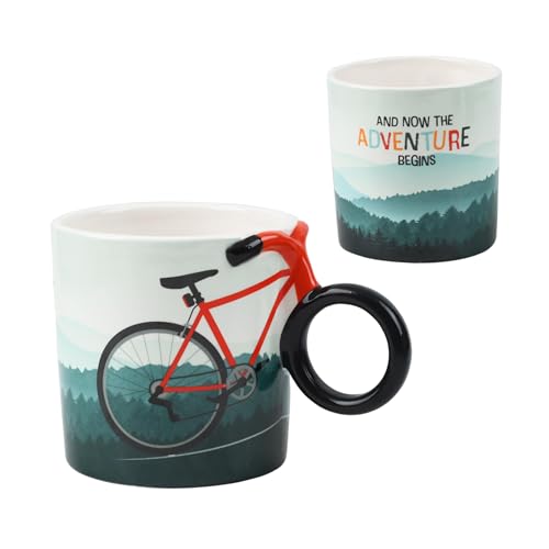 Fahrrad-Kaffeetasse mit Reifen-Henkel Detail