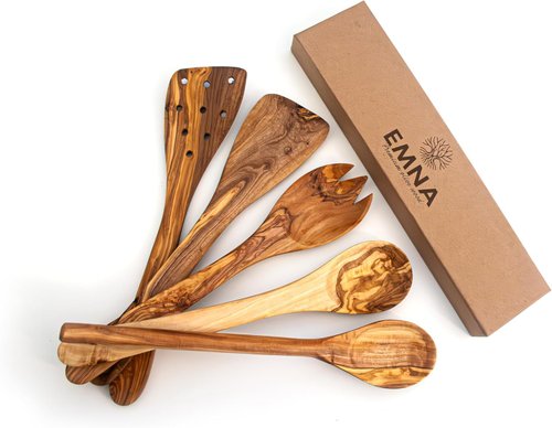 EMNA Olivenholz Küchenhelfer-Set Detail