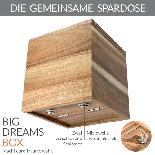 Big Dreams Box – Spardose aus Akazienholz Detail