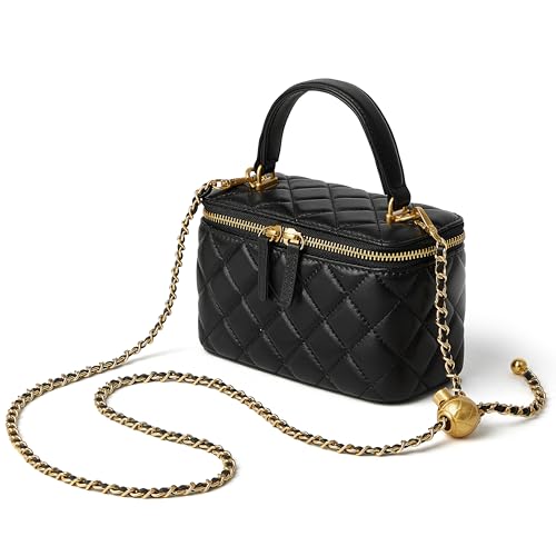 Gesteppte Mini-Handtasche mit Kettenschulterriemen