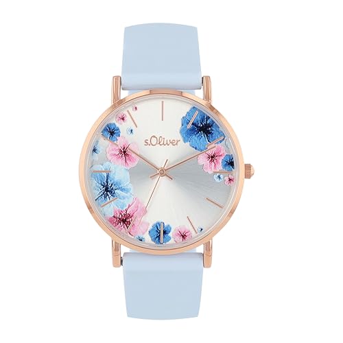 s.Oliver Damen-Armbanduhr mit Blütendekor