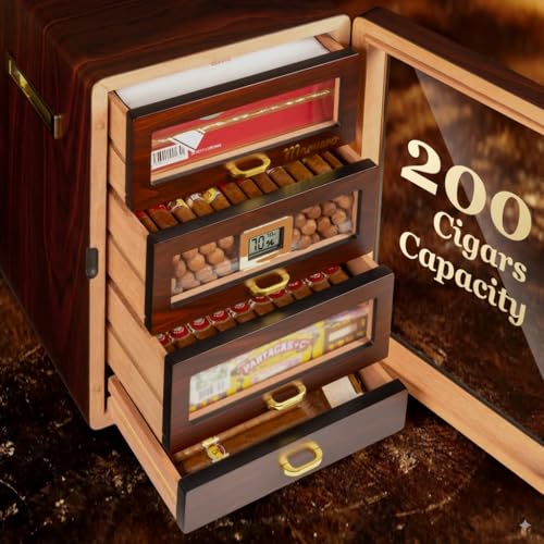 Marvero Zigarren-Humidor mit LED-Beleuchtung