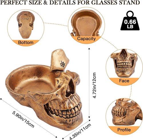 Totenkopf-Brillenhalter mit Ablage Detail