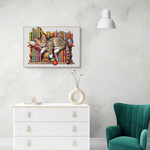 Holzpuzzle Bücherkatze