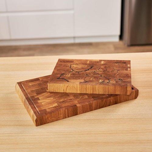 Hirnholz-Schneidebrett mit Lichtenberg-Muster Detail