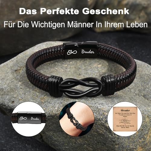 Infinity-Lederarmband mit persönlicher Gravur