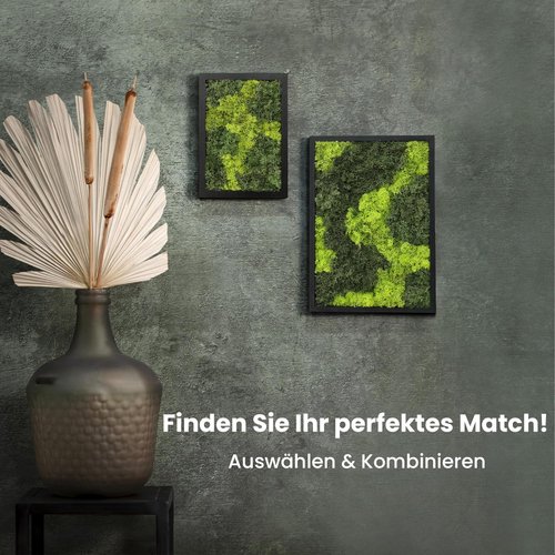 Lebendiges Moosbild aus konserviertem Rentiermoos Detail