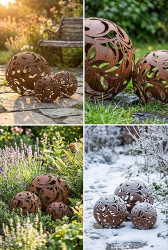 Gartenkugel aus Cortenstahl Detail