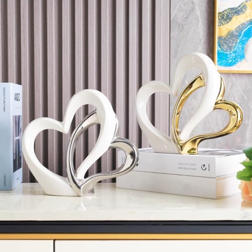 Doppelherz Skulptur aus Keramik