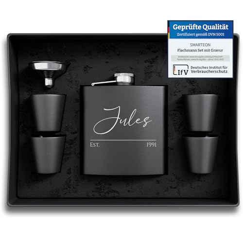 Personalisiertes Flachmann-Set mit Gravur Detail
