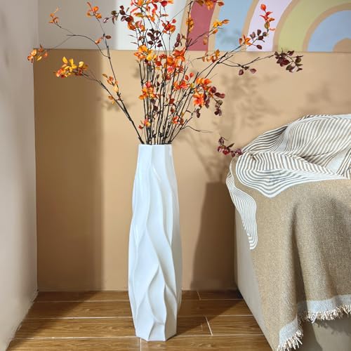 Origami-Bodenvase aus weißer Keramik