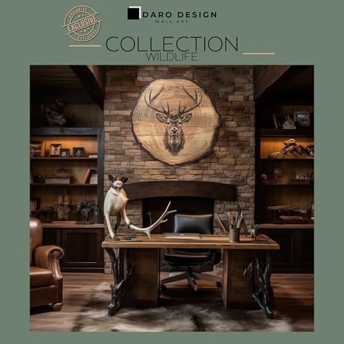 Wandbild Hirschkopf in Baumscheibenoptik