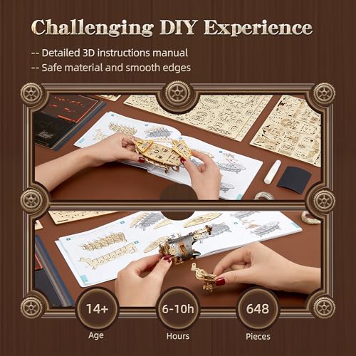 Steampunk-Luftschiff Holzmodell mit LED-Beleuchtung Detail