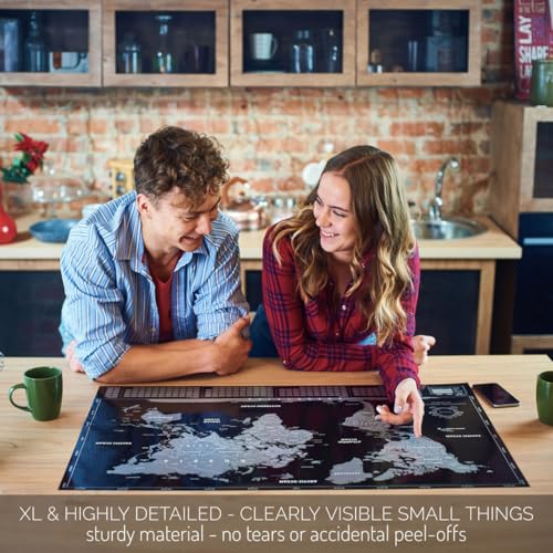 Rubbel-Weltkarte Schwarz-Silber Detail