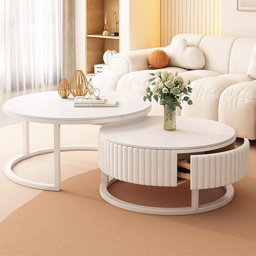 Couchtisch-Duo in Weiß mit Marmoroptik