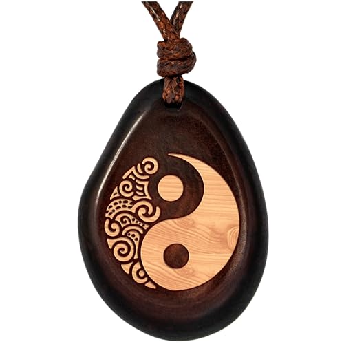 Tagua-Amulett mit Yin-Yang-Gravur