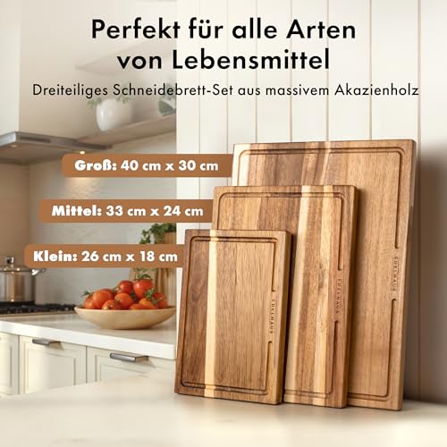 Schneidebretter-Trio aus Akazienholz