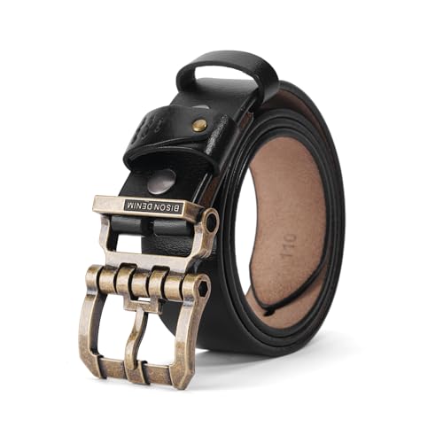 Bison Denim Ledergürtel mit Vintage-Schnalle Detail