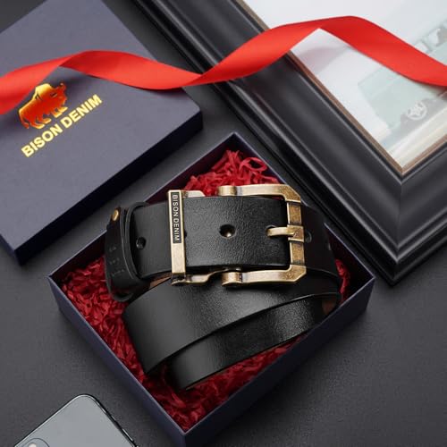 Bison Denim Ledergürtel mit Vintage-Schnalle