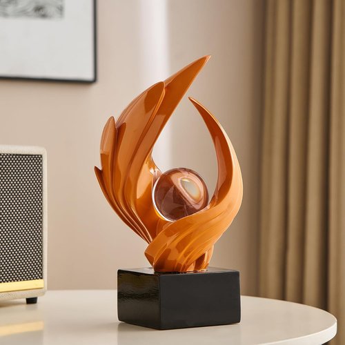 Moderne Wirbel-Skulptur mit Glaskugel Detail