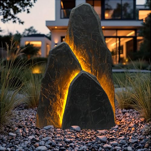 Leuchtender Gartenfelsen aus Kunststein