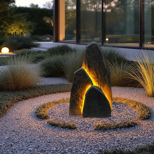 Leuchtender Gartenfelsen aus Kunststein