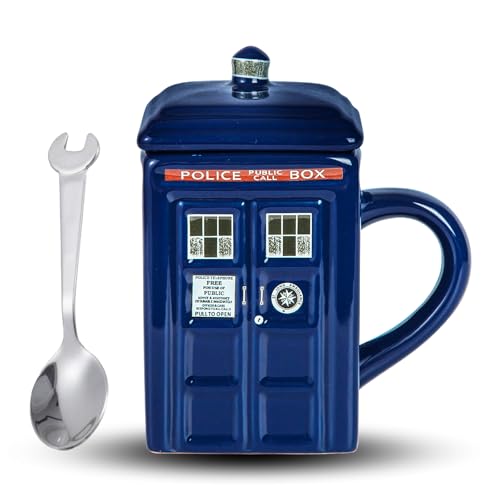 TARDIS Keramiktasse mit Deckel Detail