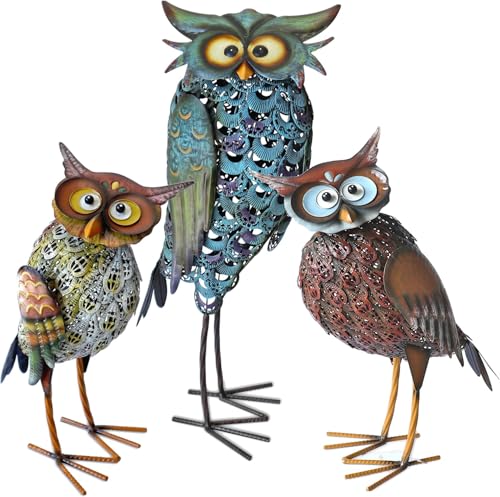 Kunstvolle Garteneulen aus Metall