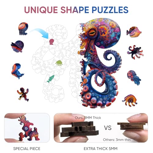 Oktopus Holzpuzzle-Kunstwerk Detail